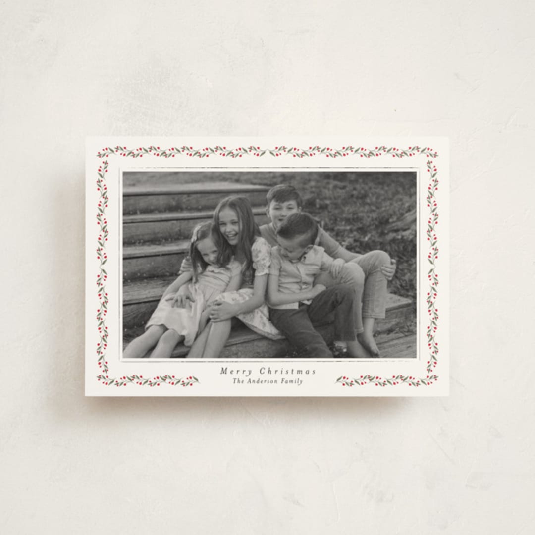 "Delicate Frame" - Holiday Cards in Holly Berry by Susan Moyal - Front