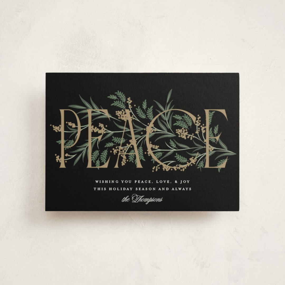 "Entwined Peace" - Holiday Cards in Coal by Robert and Stella - Front