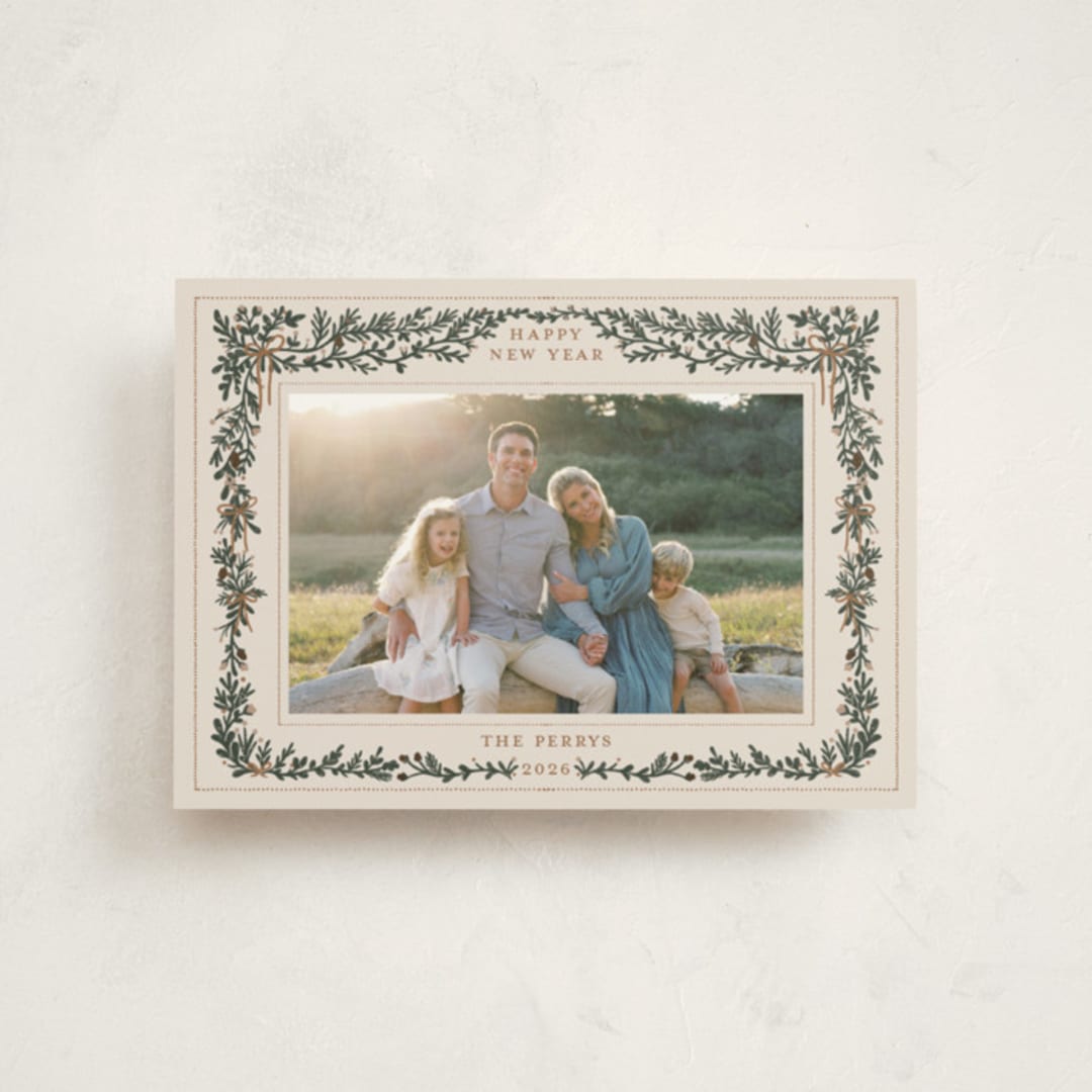 "Merriest Botanicals" - Holiday Cards in Champagne by Angel Walker - Front