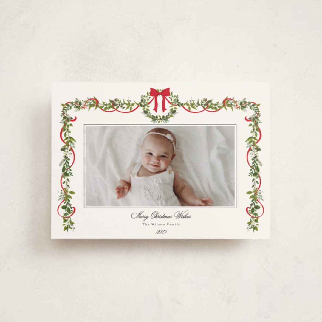"Bows & Ribbon" - Holiday Cards in Candy Cane by Susan Moyal - Front