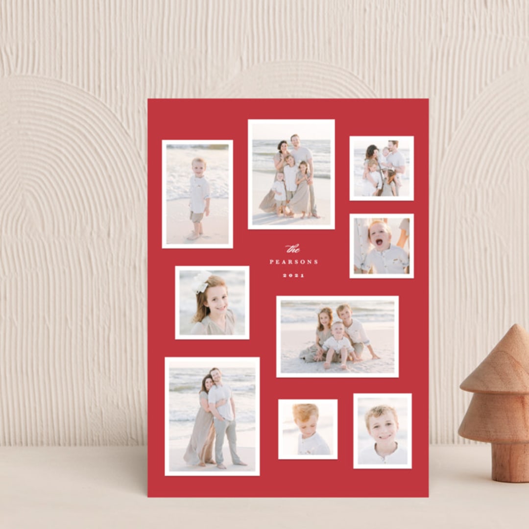 "Modern Snapshots" - Holiday Cards in Berry by Hooray Creative - Front