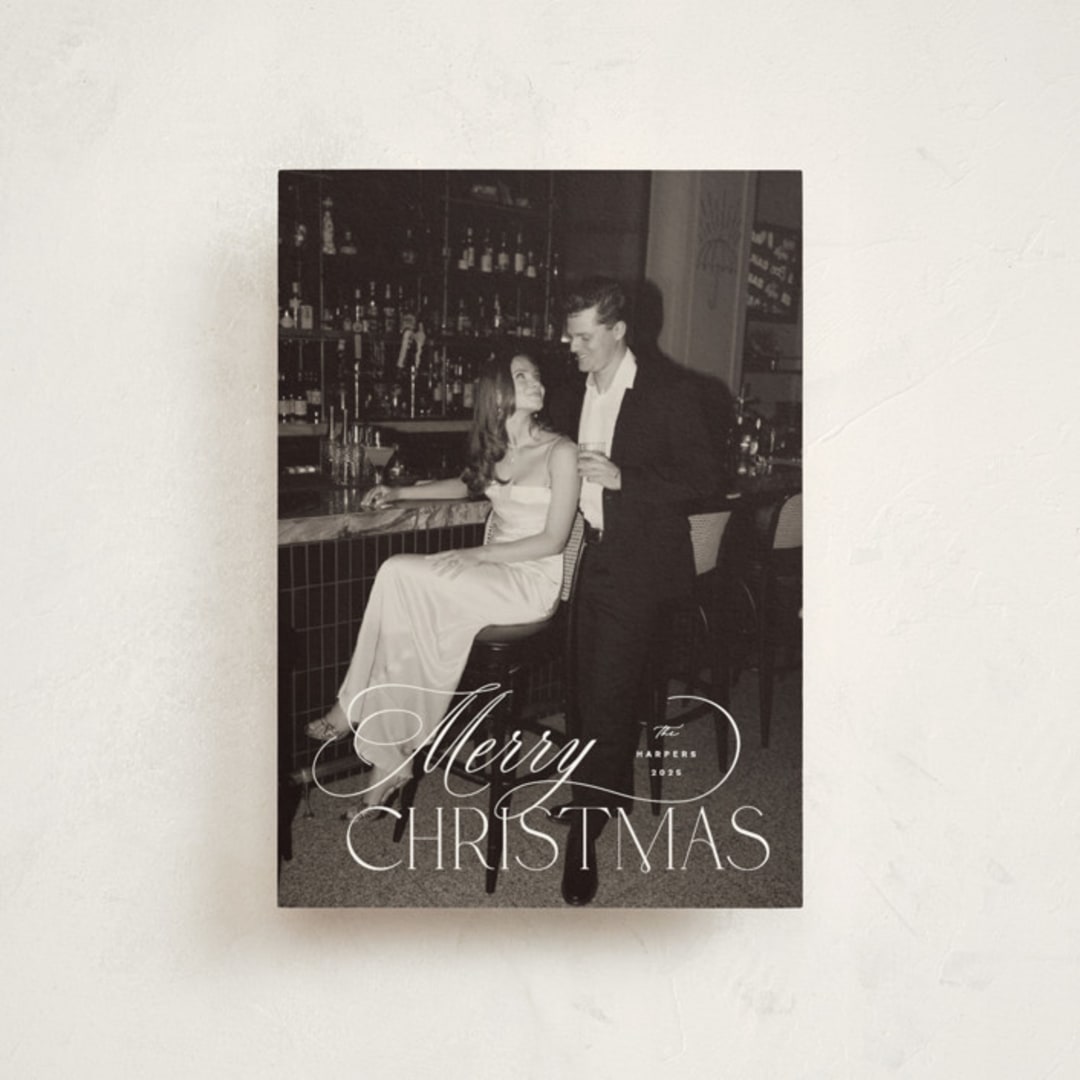 "Holiday in Type" - Holiday Cards in Snow by Design Lotus - Front