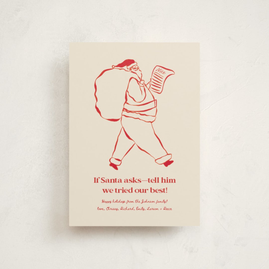 "If Santa Asks" - Holiday Cards in Reindeer Nose by Sierra Lee - Front