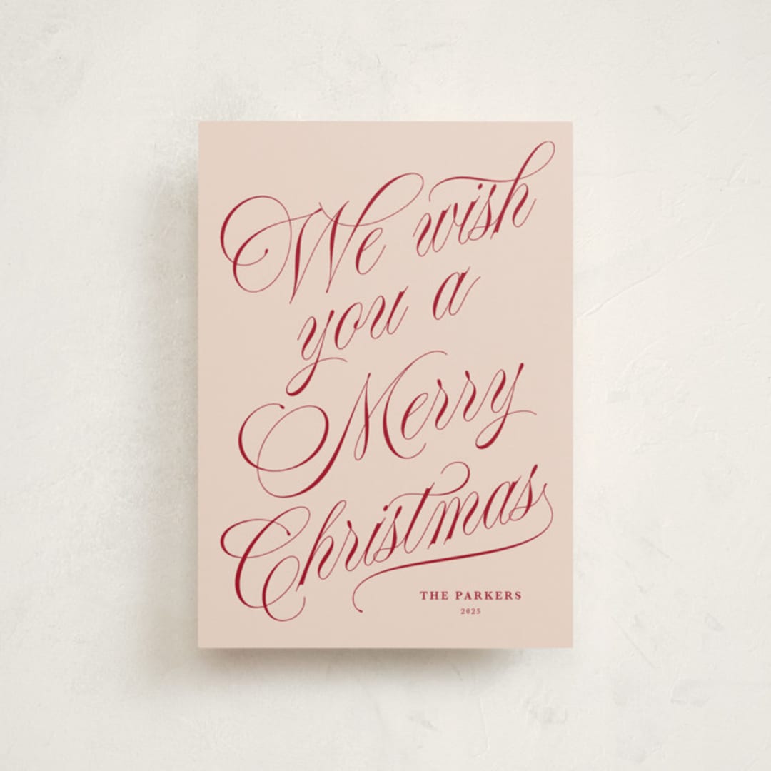 "With Flourish" - Holiday Cards in Rosy Cheeks by Kate Ahn - Front