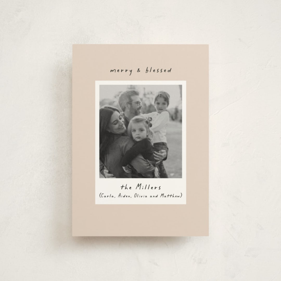 "Blessed Frame" - Holiday Cards in Butter Cream by Mansi Verma - Front