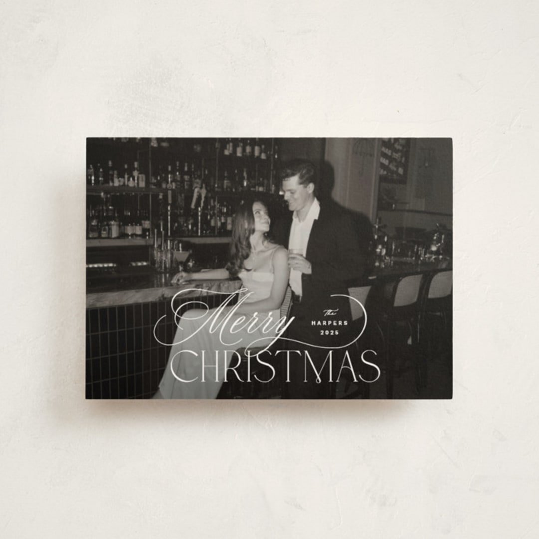 "Holiday in Type" - Holiday Cards in Snow by Design Lotus - Front