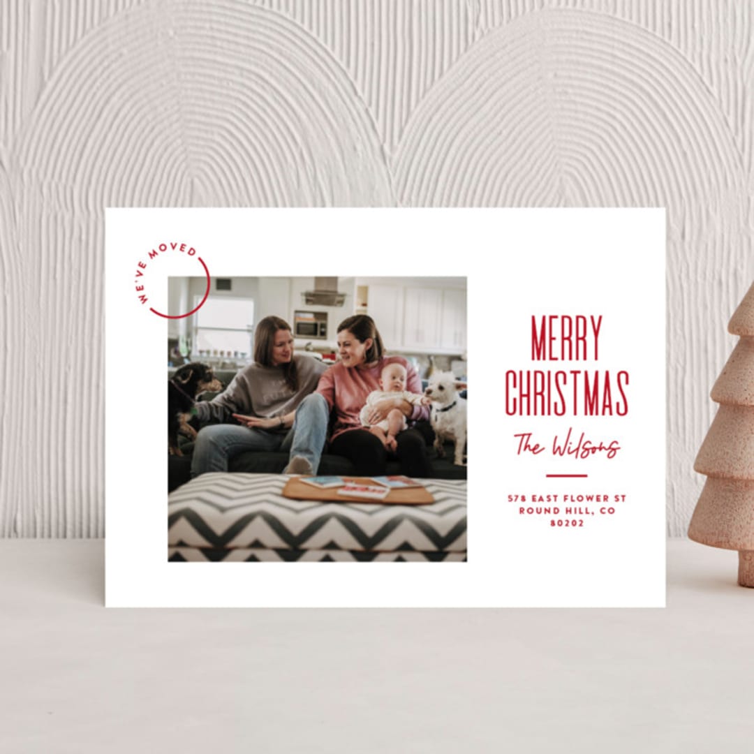 "Modern Move" - Holiday Cards in Cardinal by Owl and Toad - Front