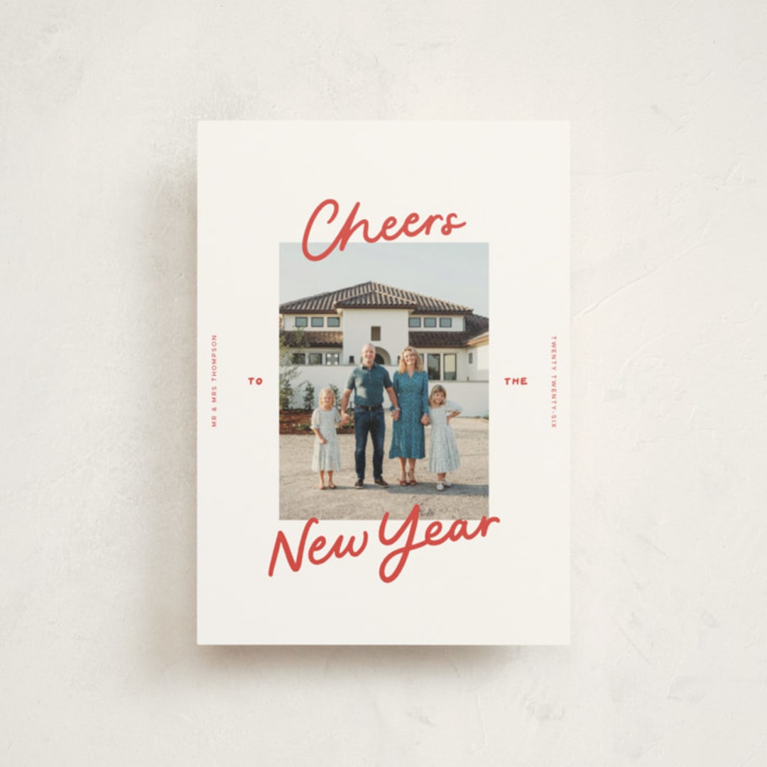 "A Simple Cheers" - Holiday Cards in Holly Berry by Abbigail Lim - Front