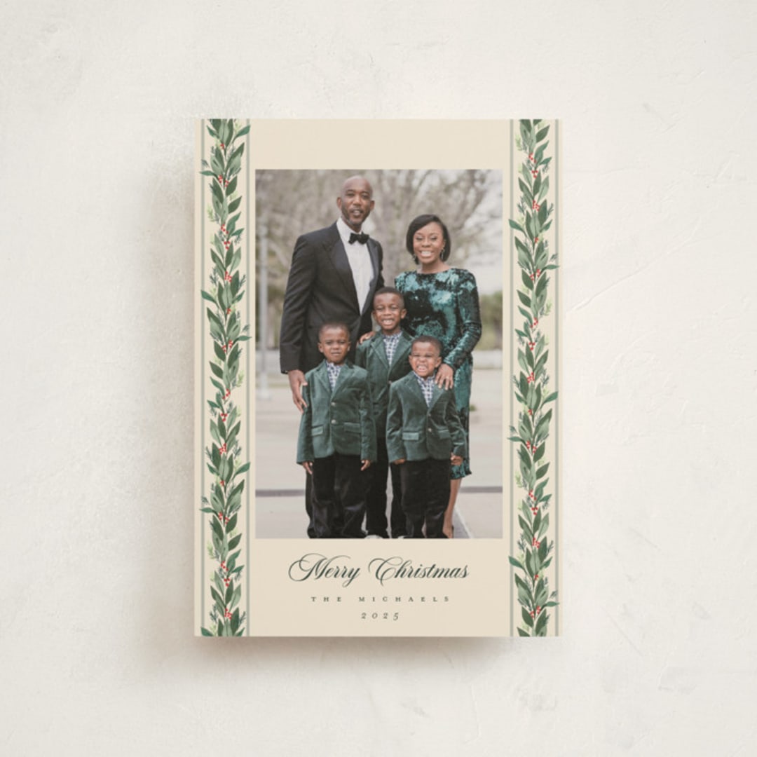 "evergreen garlands" - Holiday Cards in Eggnog by Rebecca Durflinger - Front