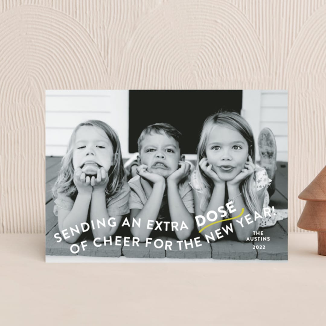 "Extra Dose" - Holiday Cards in Snow by Megan Davis - Front