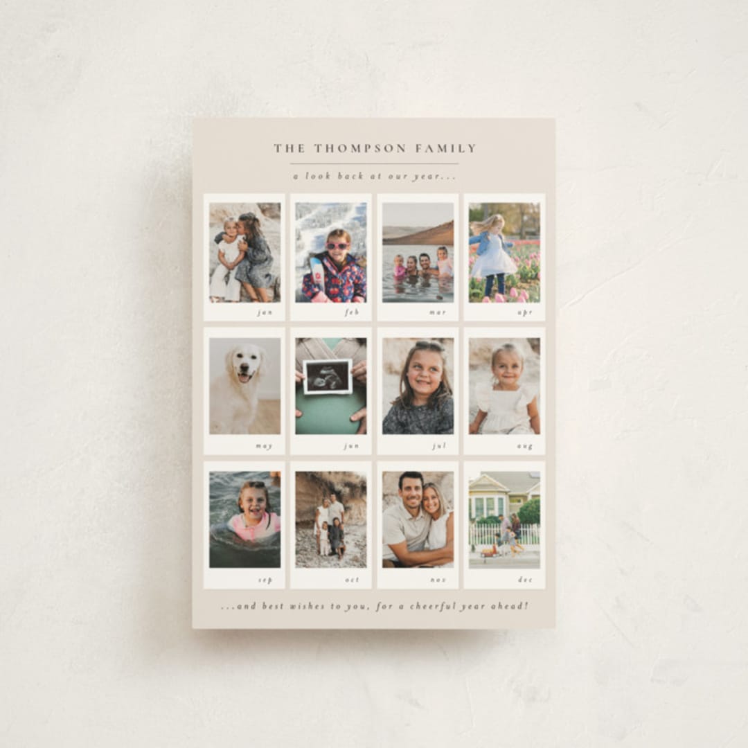 "Memory Album" - Holiday Cards in Ecru by Meggy Masters - Front