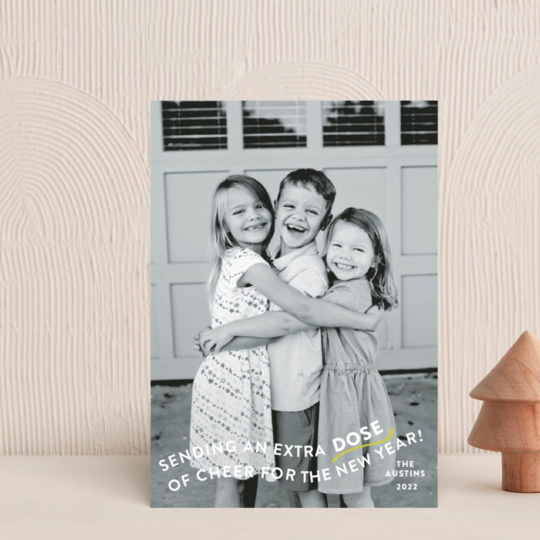 "Extra Dose" - Holiday Cards in Snow by Megan Davis - Front