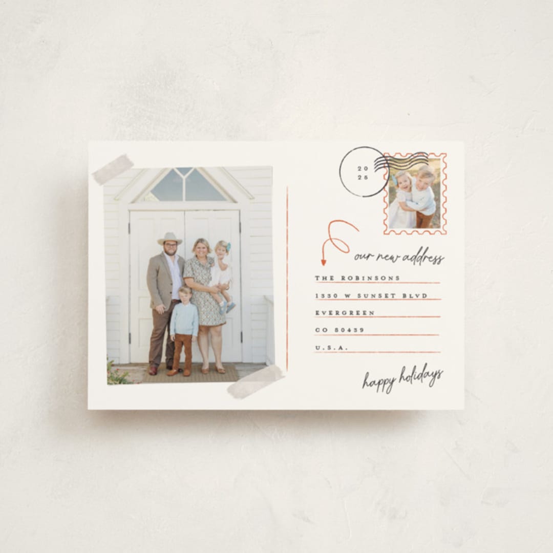 "Return Address" - Holiday Cards in Cinnamon by Gwen Bedat - Front