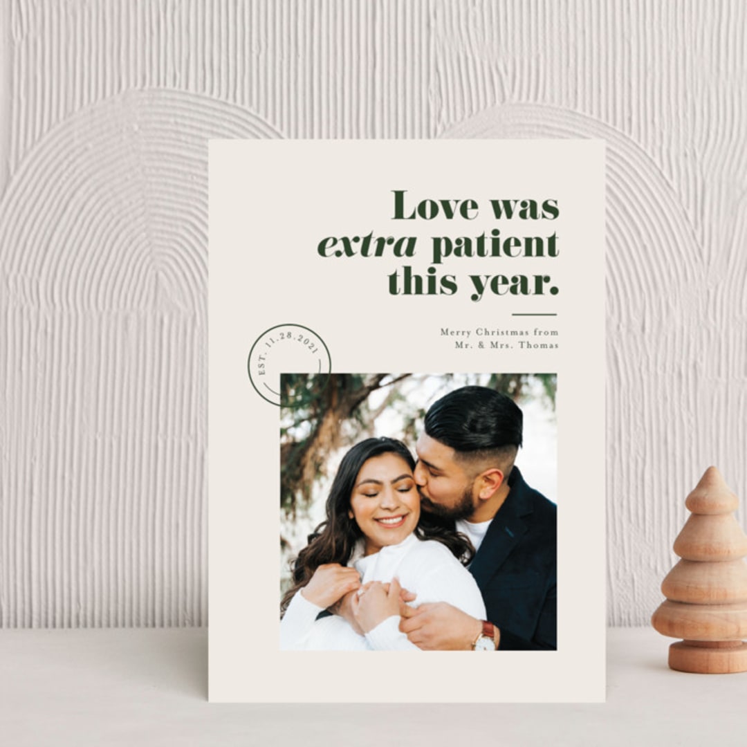 "Extra Patient" - Holiday Cards in Evergreen by Pink House Press - Front