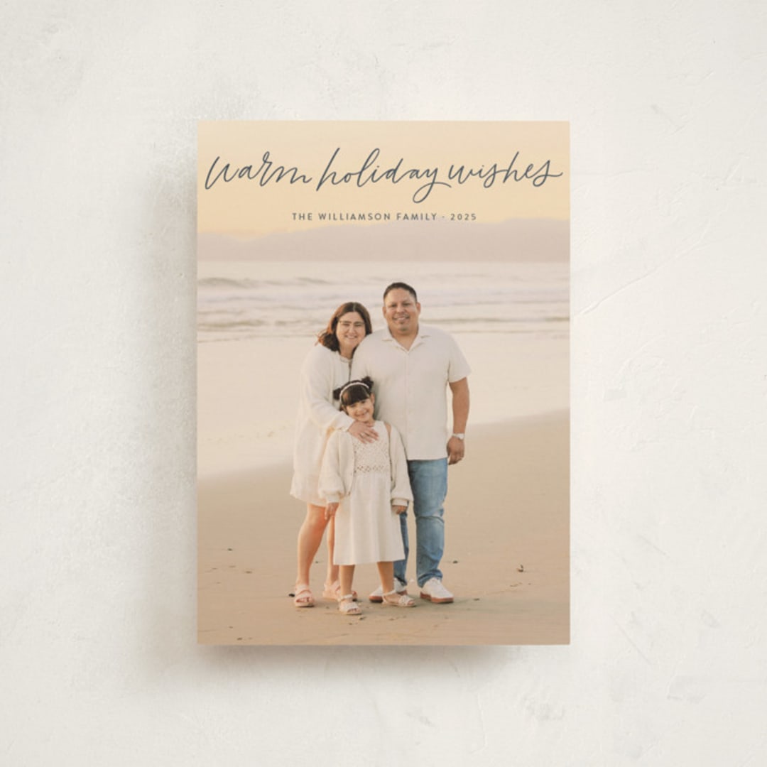 "Warm Holiday Wishes Script" - Holiday Cards in Midnight by Kristen Magee - Front