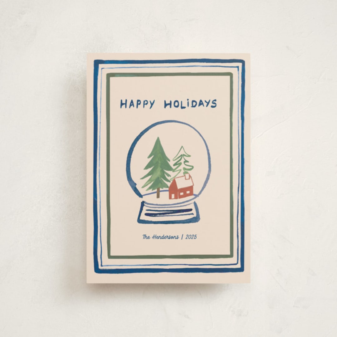 "Snow Globe" - Holiday Cards in Wintermint by Teju Reval - Front