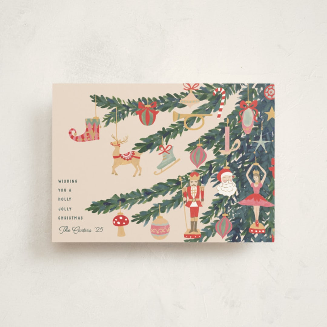 "Fun Ornaments" - Holiday Cards in Champagne by Teju Reval - Front