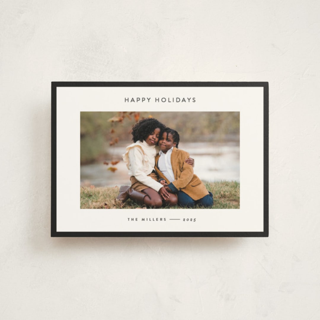 "Border" - Holiday Cards in Charcoal by JoAnn Jinks - Front
