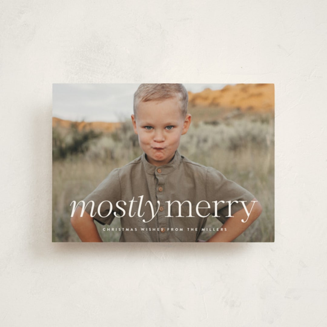 "Mostly Merry" - Holiday Cards in Vanilla by Ekko Studio - Front