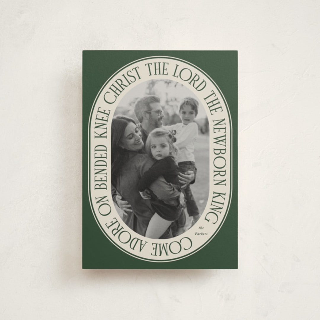 "Come Adore" - Holiday Cards in Pine by Brianne Larsen - Front