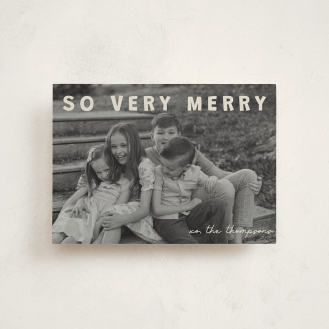 "merry greeting" - Holiday Cards in Cream by Jenny Millington - Front