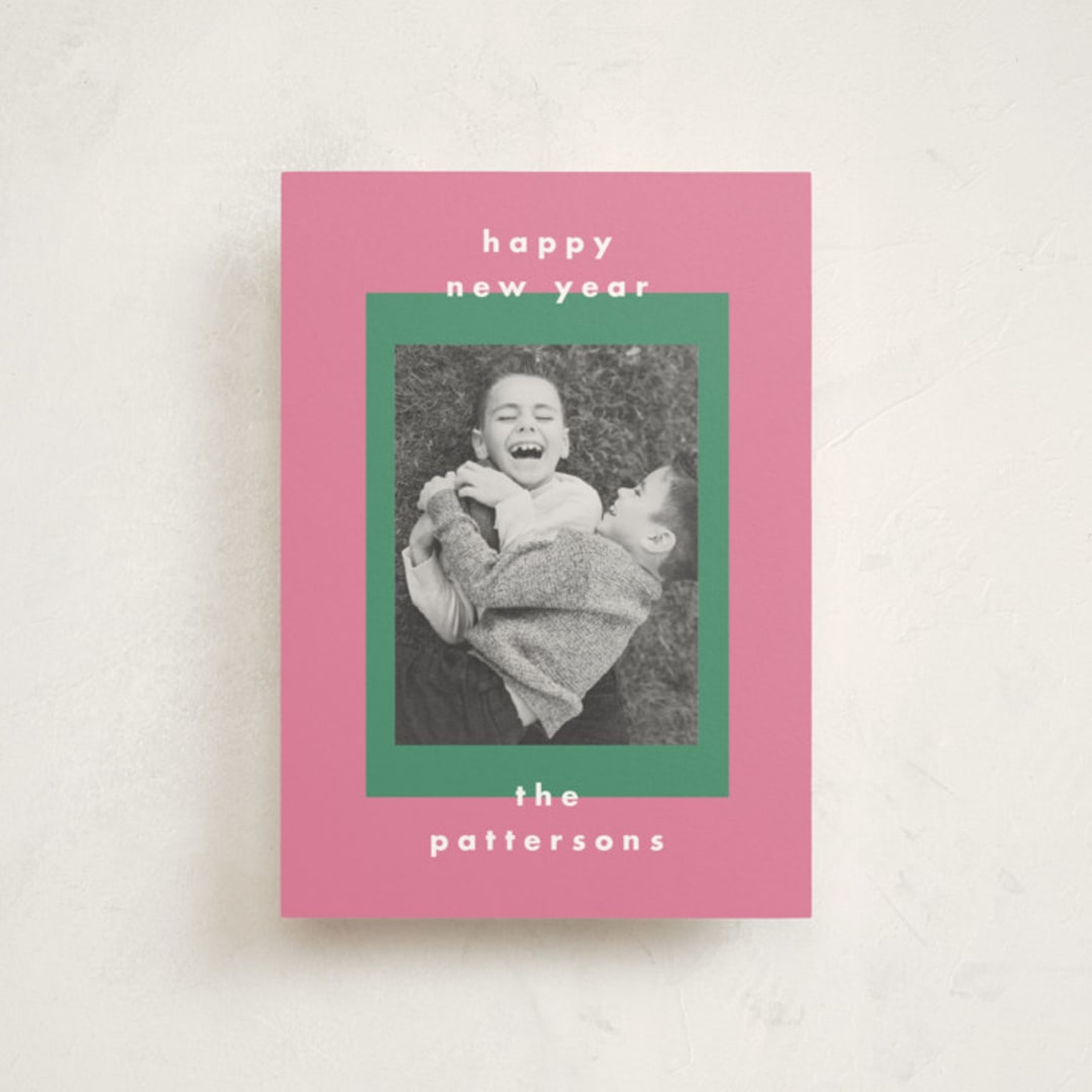 "Colorblock" - Holiday Cards in Watermelon by AK Graphics - Front