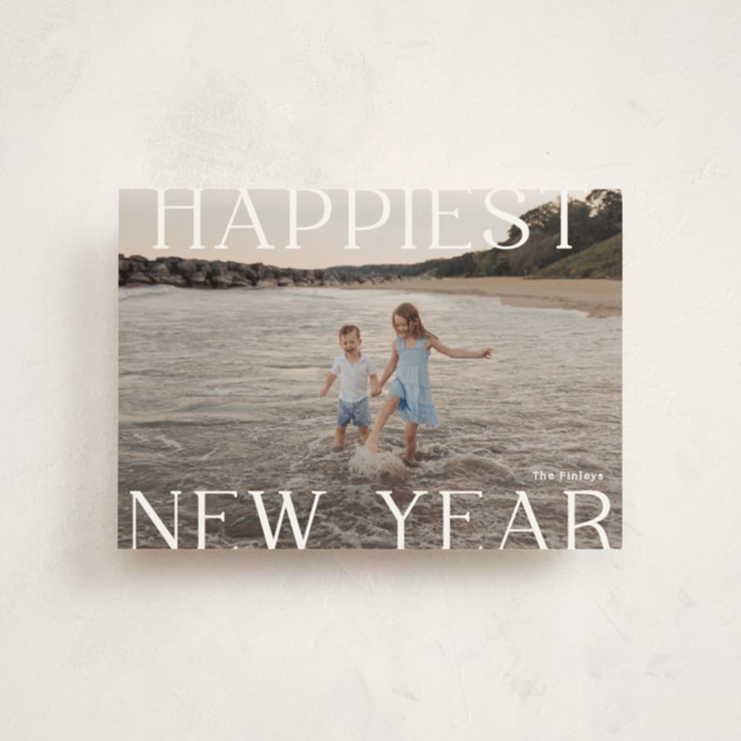 "New Year Happiness" - Holiday Cards in Cotton by Angela Thompson - Front