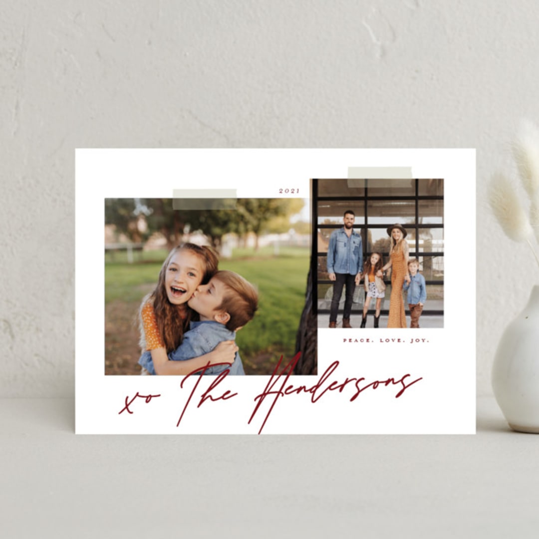 "Snapshots" - Holiday Cards in Merlot by That Girl Press - Front