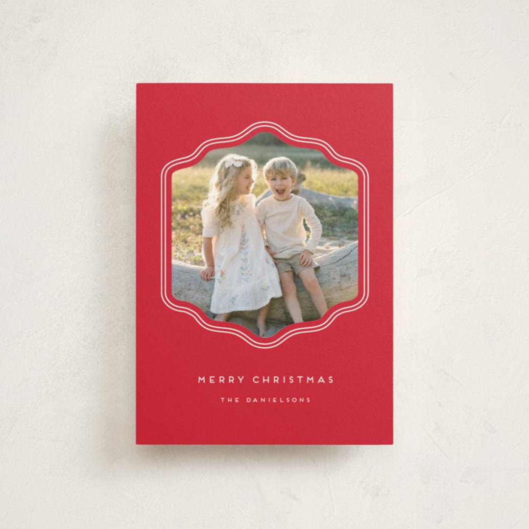 "preppy curved frame" - Holiday Cards in Peppermint by Rebecca Durflinger - Front