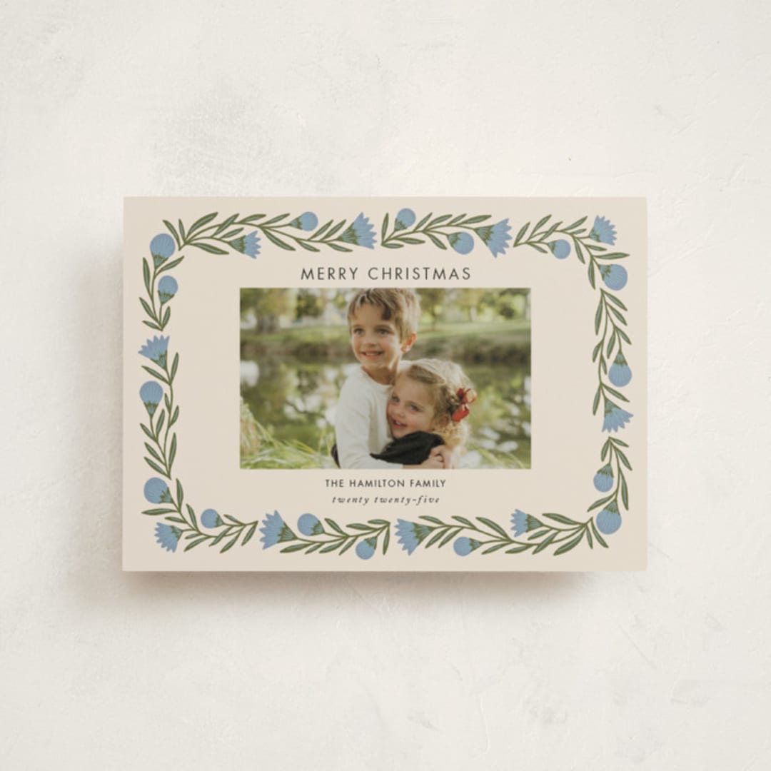 "wreath wrap" - Holiday Cards in Blue Spruce by Jen Owens - Front