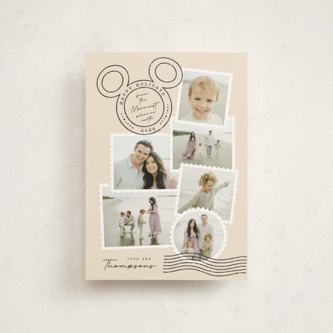 "Disney's Mickey Vintage Postable" - Holiday Cards in Coal by Kamala Nahas - Front
