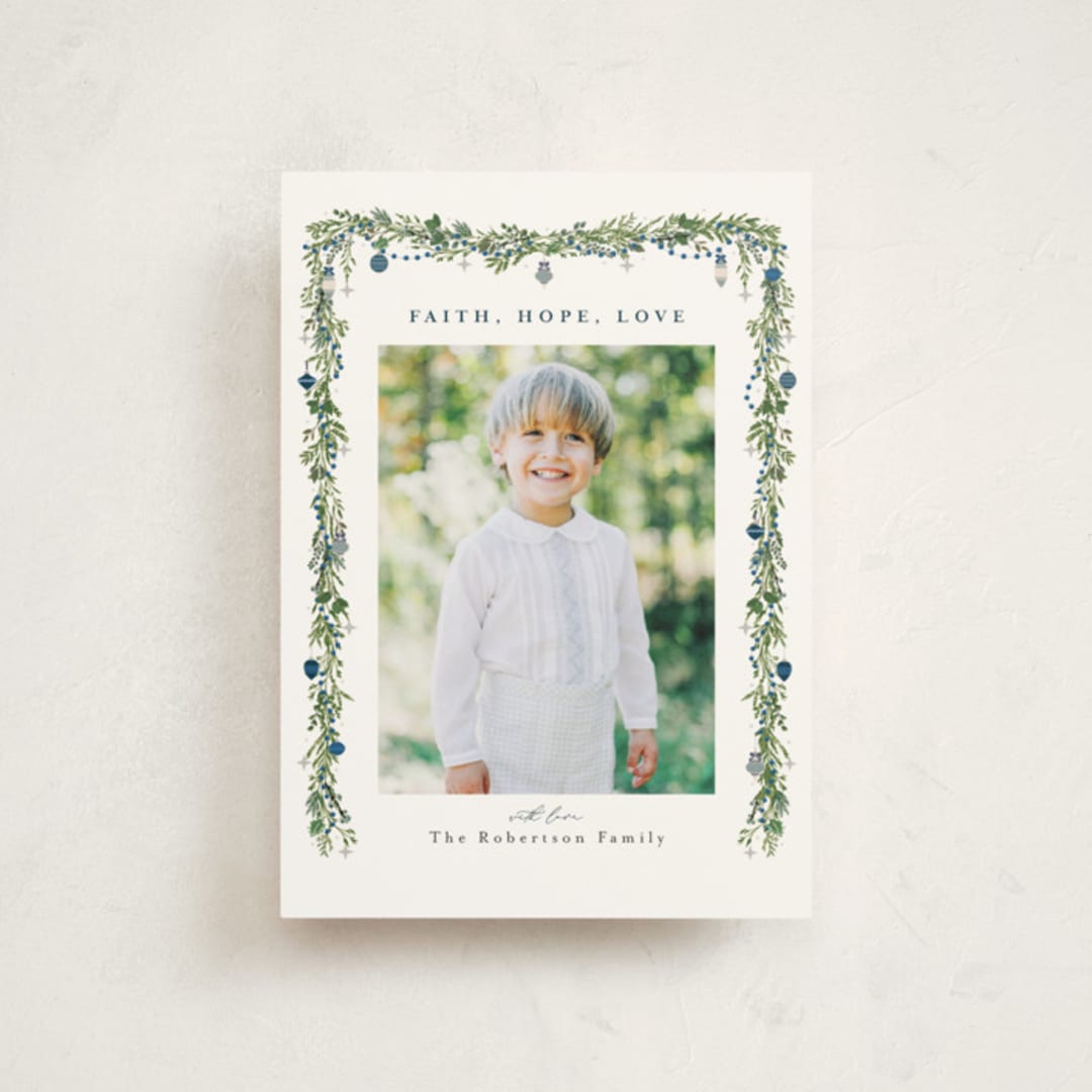 "Pine Garland" - Holiday Cards in Winterberry by Susan Moyal - Front