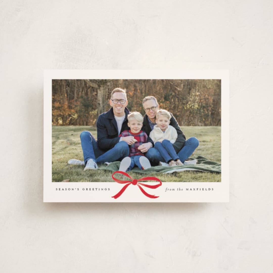 "Crimson Bow" - Holiday Cards in Crimson by Olivia Kanaley Inman - Front