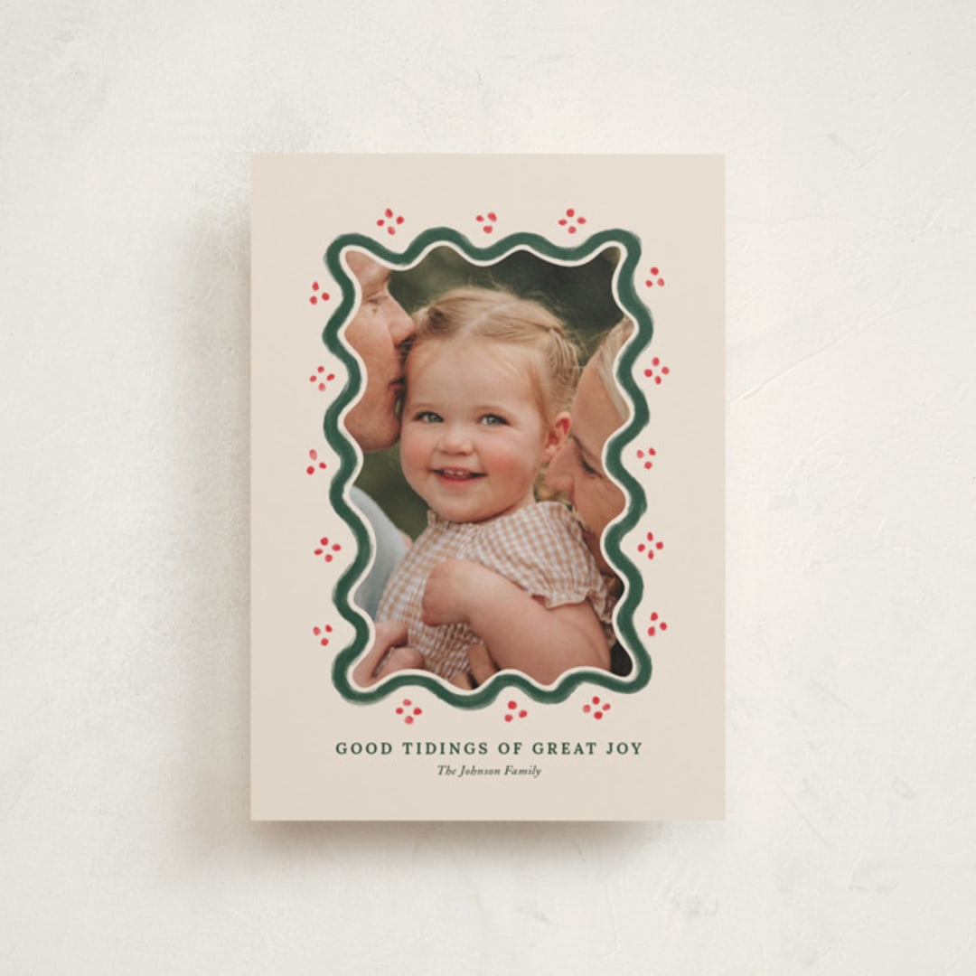 "Good Tidings & Great Joy" - Holiday Cards in Holly Berry by Rachel Mattern - Front