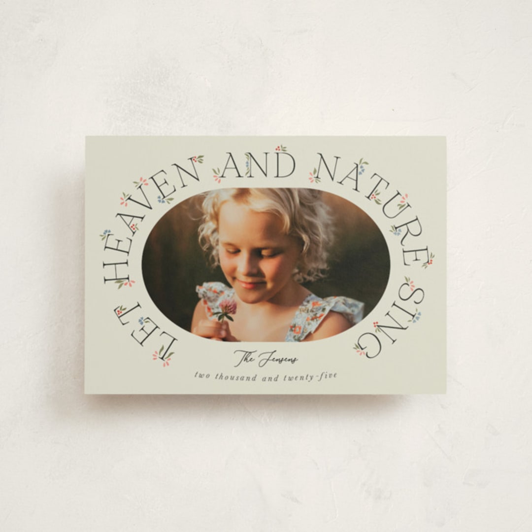 "Flora" - Holiday Cards in Mint by Brynne Foster - Front