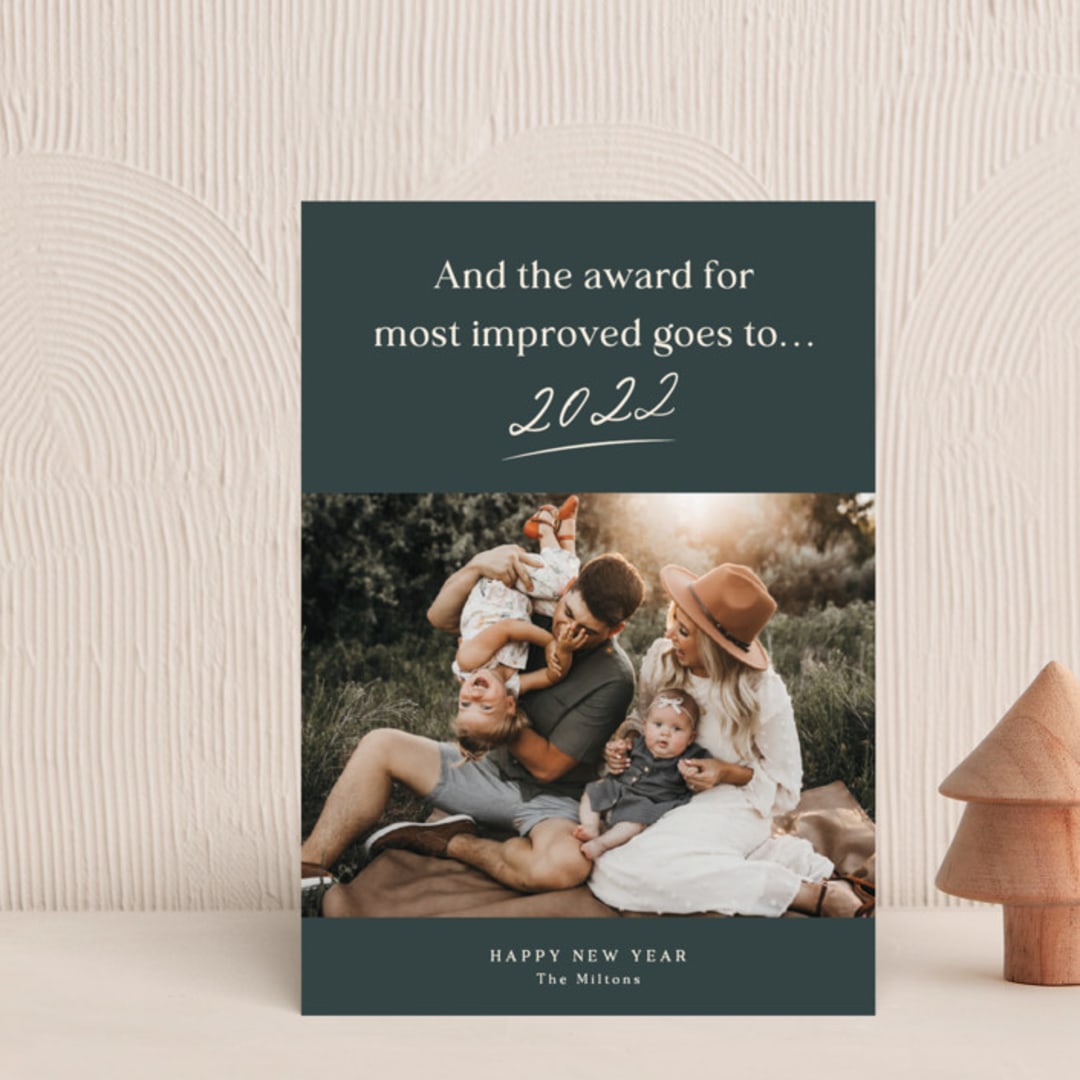 "Most Improved" - Holiday Cards in Pine by Kaydi Bishop - Front
