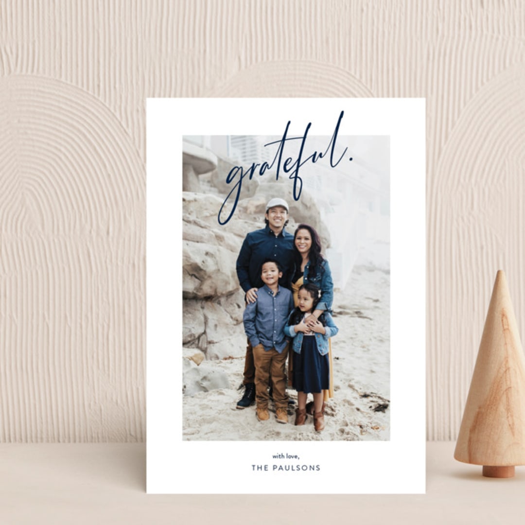"Grateful Holiday" - Holiday Cards in Royals by Christie Kelly - Front