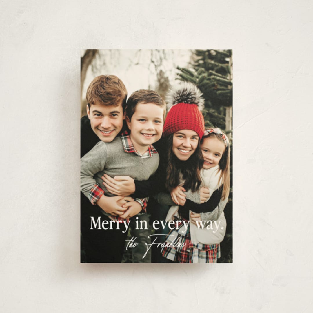 "Merry In Every Way" - Holiday Cards in Snow by Paper Raven Co. - Front