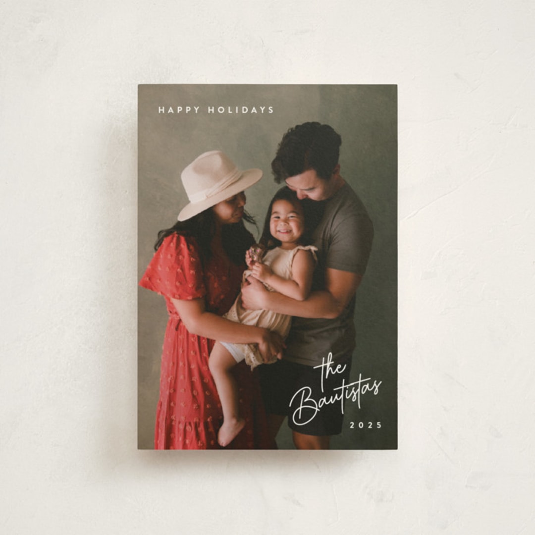 "Sans and Signature" - Holiday Cards in Snow by Hooray Creative - Front