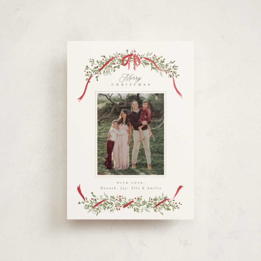 "Boughs of Pine" - Holiday Cards in Holly by Everett Paper Goods - Front