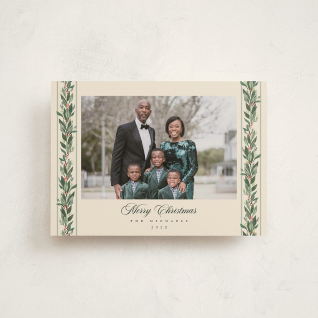 "evergreen garlands" - Holiday Cards in Eggnog by Rebecca Durflinger - Front