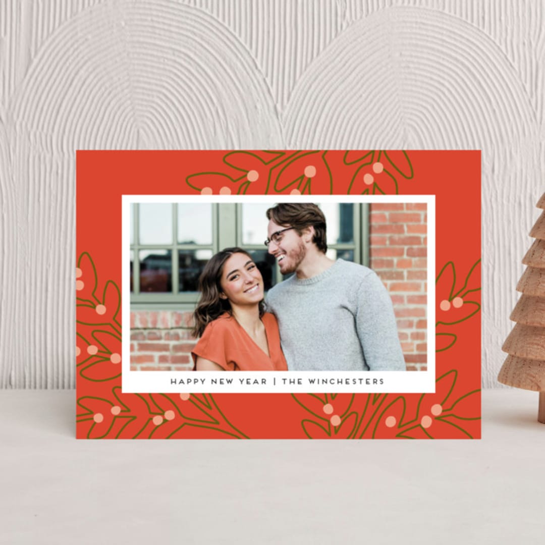 "Outlined Foliage" - Holiday Cards in Scarlet by Genna Blackburn - Front