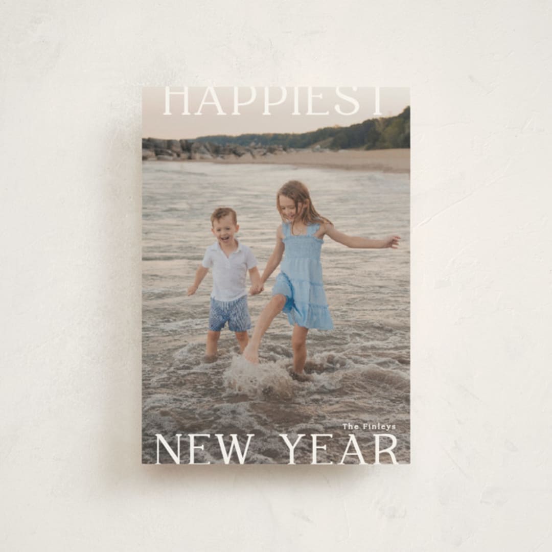 "New Year Happiness" - Holiday Cards in Cotton by Angela Thompson - Front