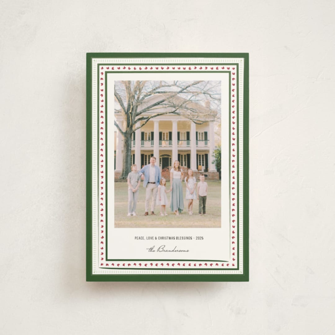 "Drawn Together in Blessings" - Holiday Cards in Wreath by Jacquie Foster - Front