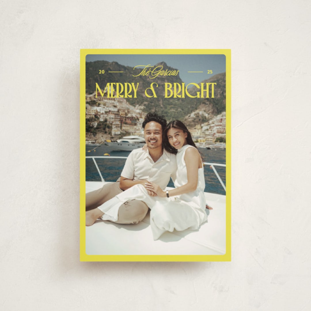 "Bright and Cheery" - Holiday Cards in Lemon by Jenna Holcomb - Front