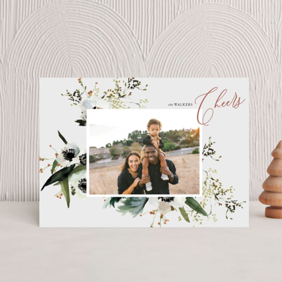"Winter Anemones" - Holiday Cards in Dove by Kelly Ventura - Front