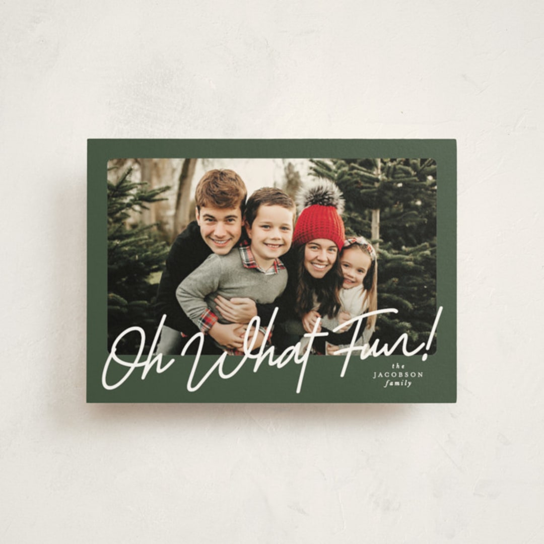 "Oh what fun script" - Holiday Cards in Forest by Karidy Walker - Front