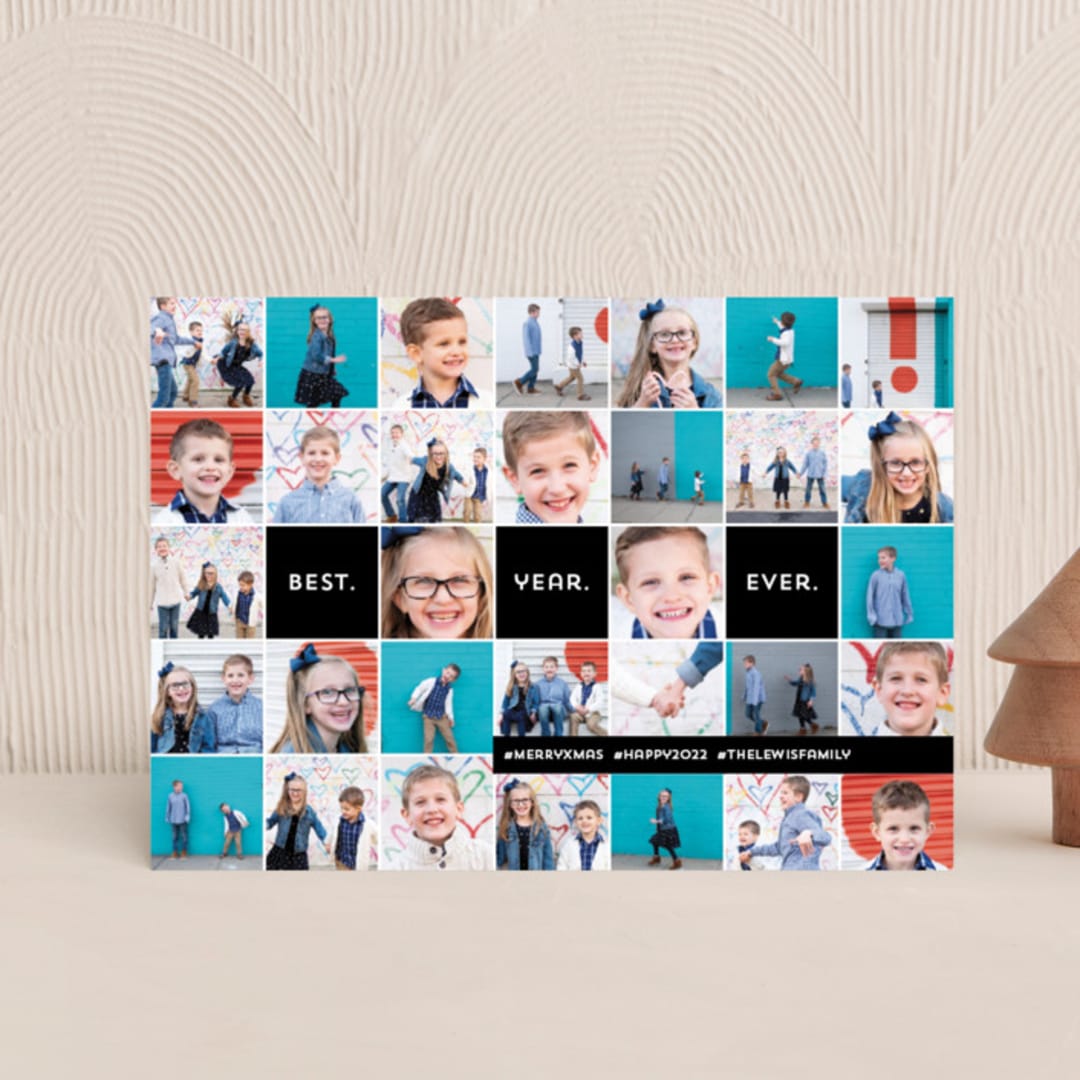 "Insta-grid" - Holiday Cards in Ebony by Dawn Jasper - Front