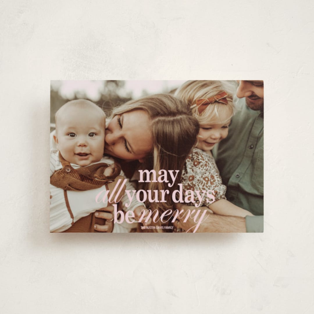 "All Merry Days" - Holiday Cards in Winter Rose by Baumbirdy - Front