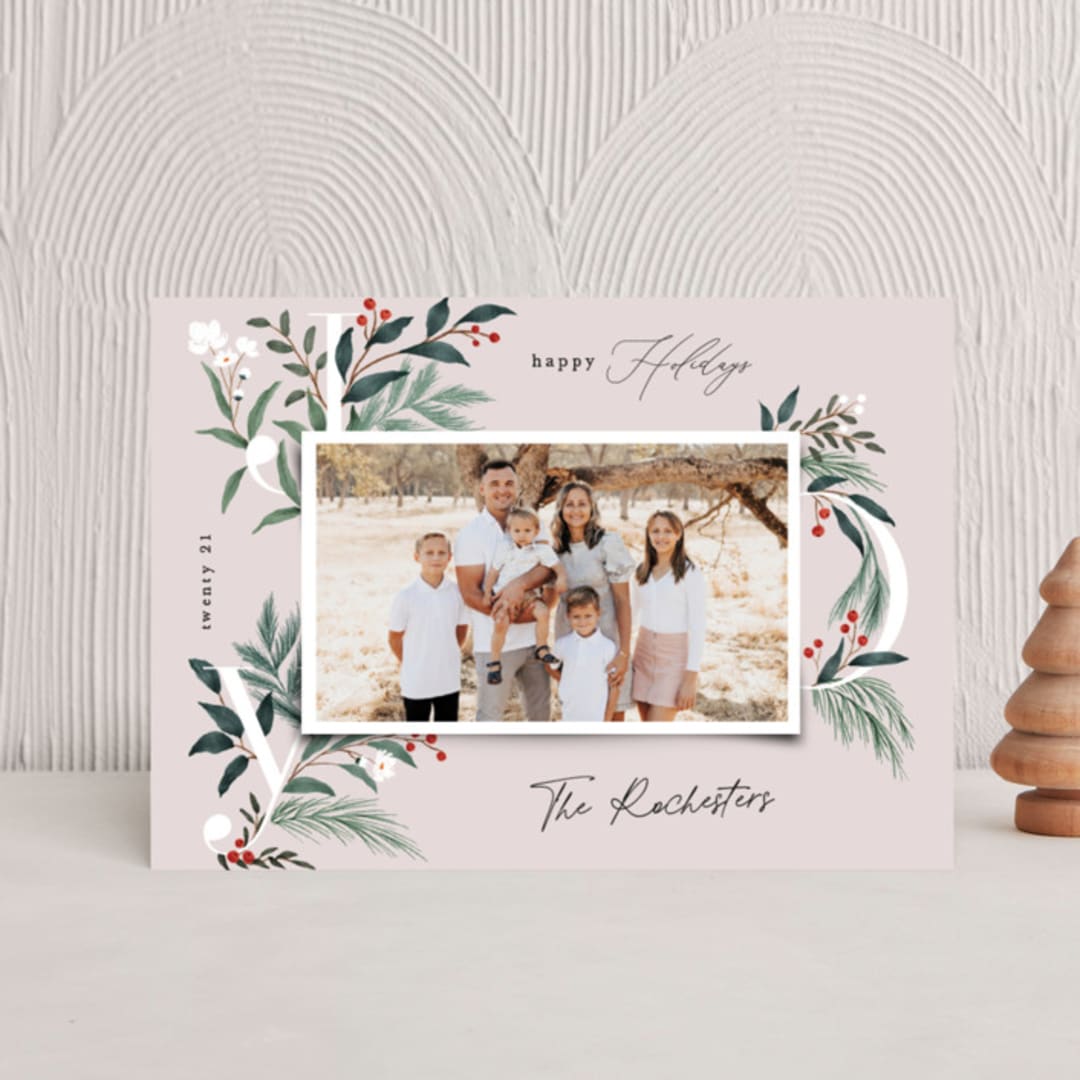 "Sweetest Joy" - Holiday Cards in Blush by Elly - Front
